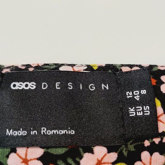 ASOS Design Long Sleeve Ruffle Floral Mini Dress Sz 8 - Picture 5 of 6